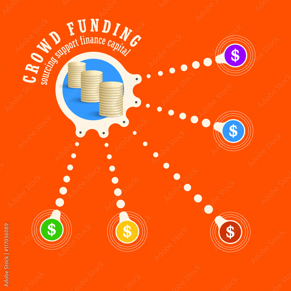 Poster vector circular object with theme of crowd funding