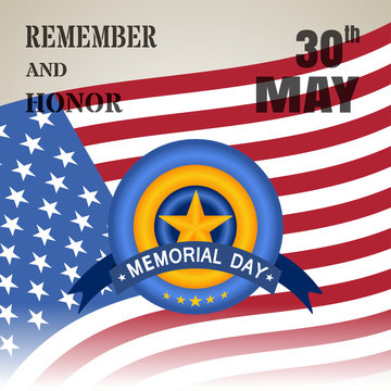 Vector illustration of Memorial Day 30th May with gradients. Remember and Honor at 30th May Memorial Day vector illustration.