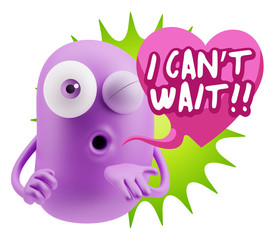 3d Rendering. Love Emoticon Face Blowing a Kiss saying I Can't W