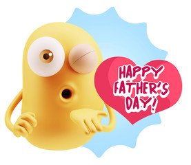 3d Rendering. Love Emoticon Face Blowing a Kiss saying Happy Fat