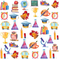 Watercolor icons School and education