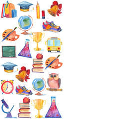 Watercolor icons School and education