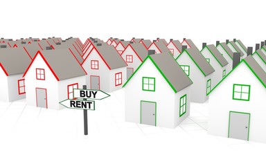 You must choose: buy or rent. 3D rendering.