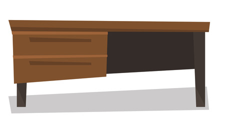Wooden desk with drawers vector illustration.