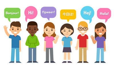 Kids saying Hi in different languages © sudowoodo