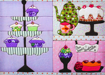 decor fabric for the kitchen with sweets. bon appetit .