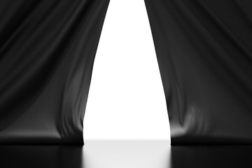 Opened black curtain