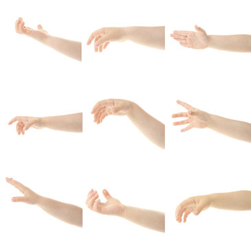 Child's hands gesturing, isolated on white