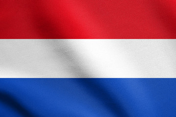 Flag of the Netherlands waving with fabric texture