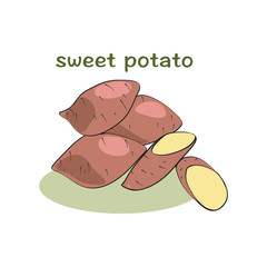 Sweet potatoes isolated on white background
