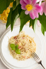  Spaghetti Carbonara with yolk