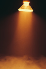 halogen lamp with reflector, warm spotlight in a fog