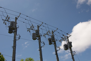 並んだ電柱