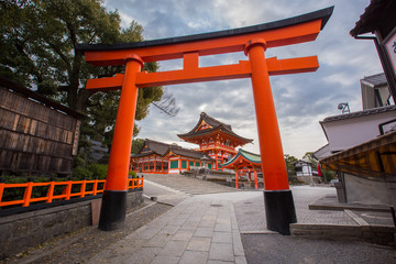 Fototapeta na wymiar Torii gates in Fushimi Inari Shrine, Kyoto, Japan