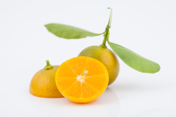 shoot Close up pile of Kumquats on white background, isolate of