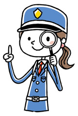 女性警備員：虫眼鏡
