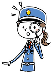 女性警備員：虫眼鏡
