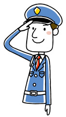 男性警備員：敬礼
