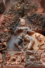 A dancing god at Banteay Srei, Angkor Area, Siem Reap, Cambodia