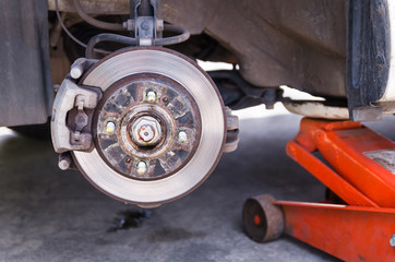 Car disk break after wheel removed