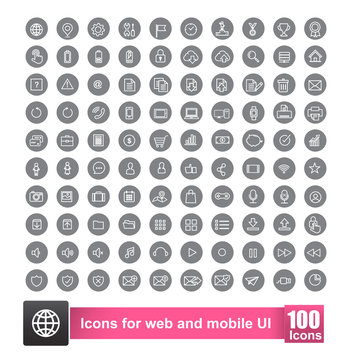 Set of 100 icon with background for web and mobile smart phone u
