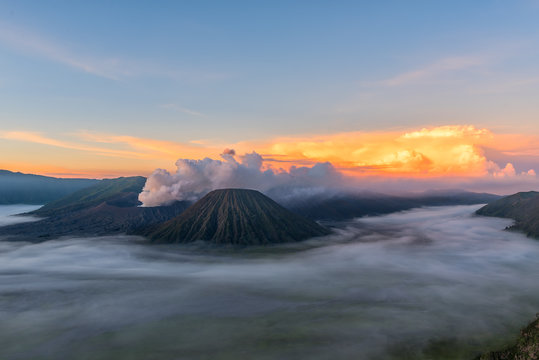 Mt Bromo volcano at sunrise