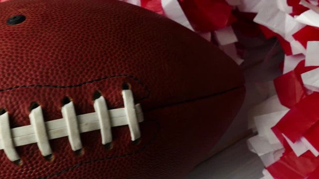 4K: Football Season Background With Ball And Poms