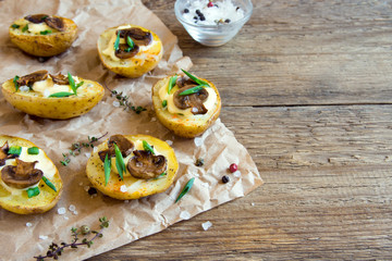 Baked potatoes with mushroom