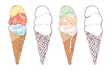 아이스크림,콘,파스텔 © minhuissi