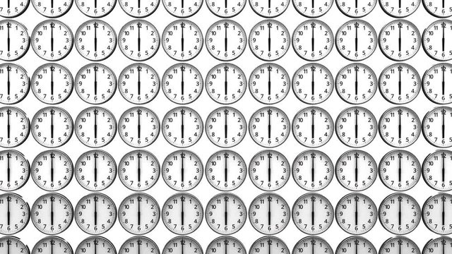 Reverse Clocks On White Background.
Loop able 3DCG render Abstract Animation.