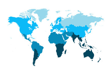 world map flat design blue color