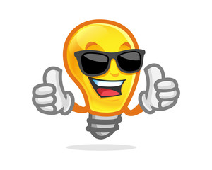 Bulb character, mascot, vector, logo. Perfect for school or another education logo. Lamp mascot.