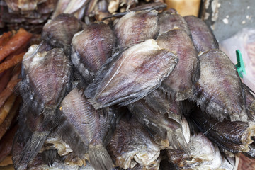 Dried fish in a asian market