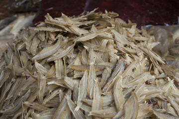 Dried fish in a asian market