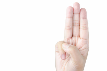 Set gestures of a human hand on a Isolated white background