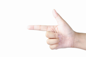 Set gestures of a human hand on a Isolated white background