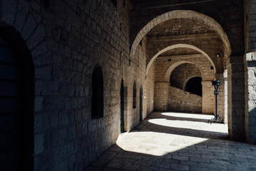 Corridors inside Fort Lovrijenac of Dubrovnik, Croatia