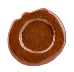 Brown wax seal close-up isolated on a white background.