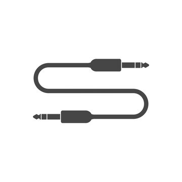 Jack cable icon, black audio jack