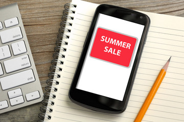summer sale message on mobile phone