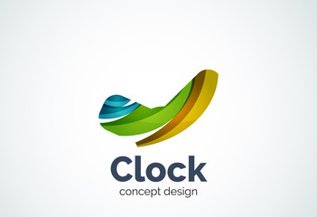 Clock logo template, time management business concept