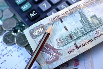 Close up Dirhams currency, United Arab Emirates