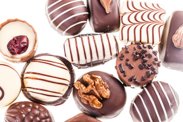 pralines spread on white