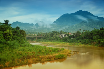 Long exposure of Khan river and bridge