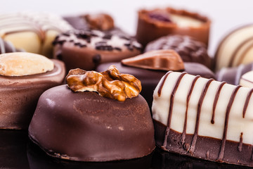 Lot of pralines on black