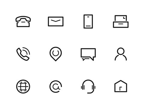Sleek minimalistic contact icons set