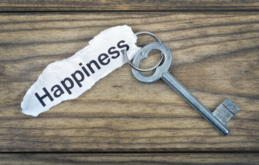 Key with message Happiness