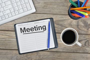 Meeting message on notebook