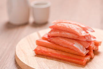 Crab sticks on wood table