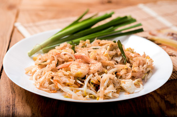 Thai food Pad thai , Stir fry noodles with shrimp